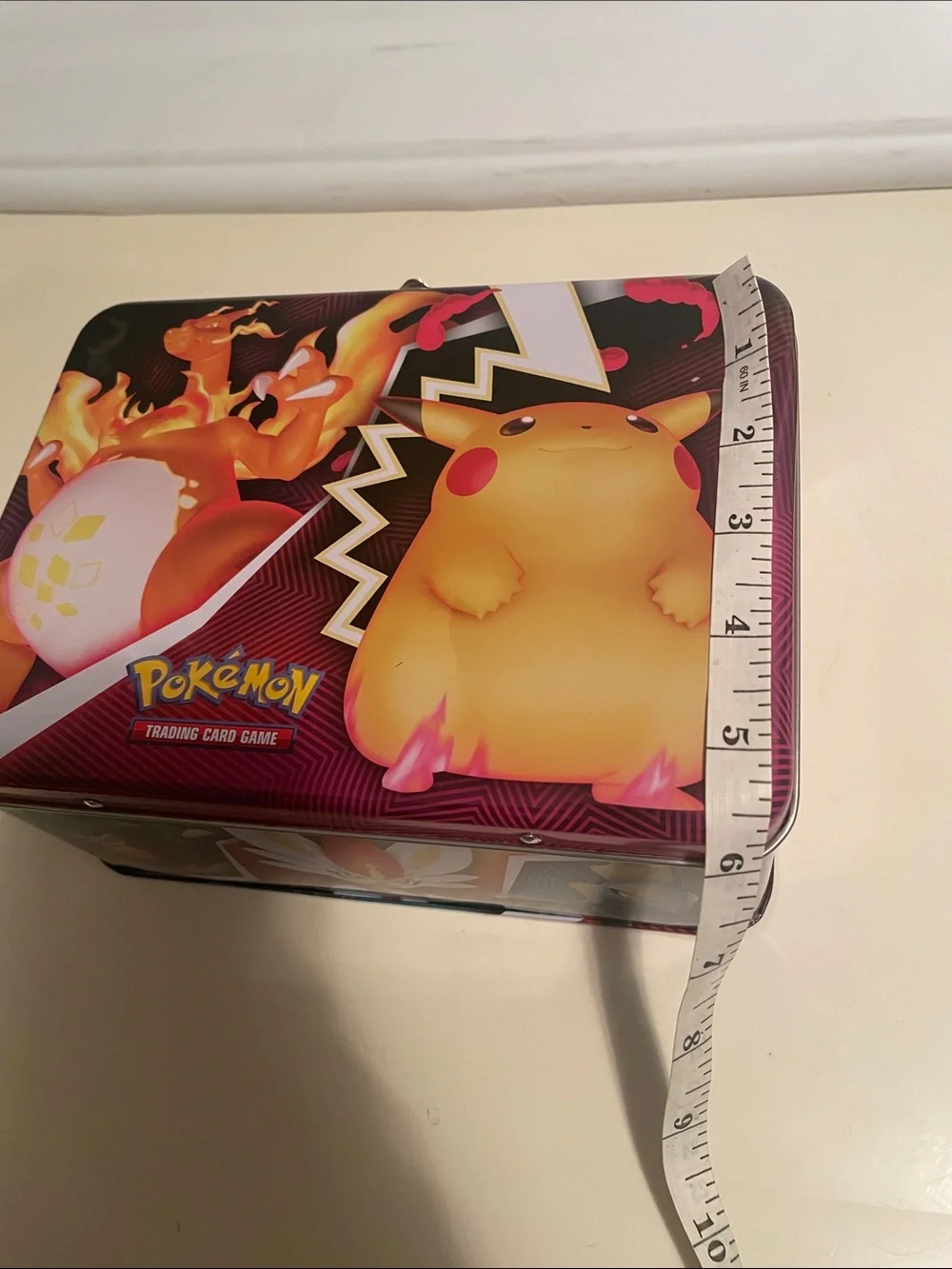 Pikachu & Charizard Small tin gaming card holder or lunch box